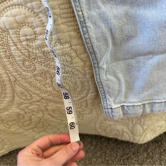 NWT WeWoreWhat slouchy slit overalls light wash high rise straight leg split hem - Picture 11 of 15